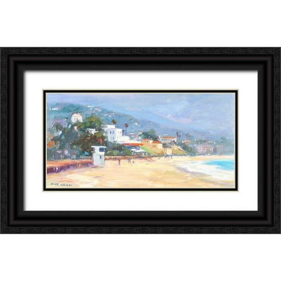 Stevens, Allayn 18x11 Black Ornate Wood Framed with Double Matting Museum Art Print Titled - Newport