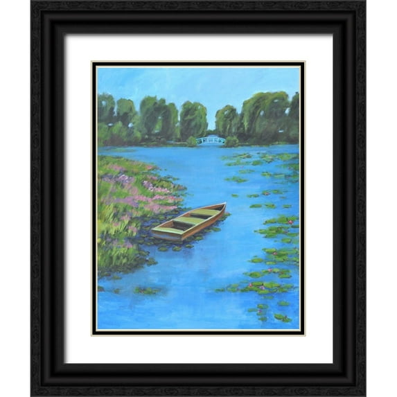 Stevens, Allayn 19x24 Black Ornate Wood Framed with Double Matting Museum Art Print Titled - Boat Pond