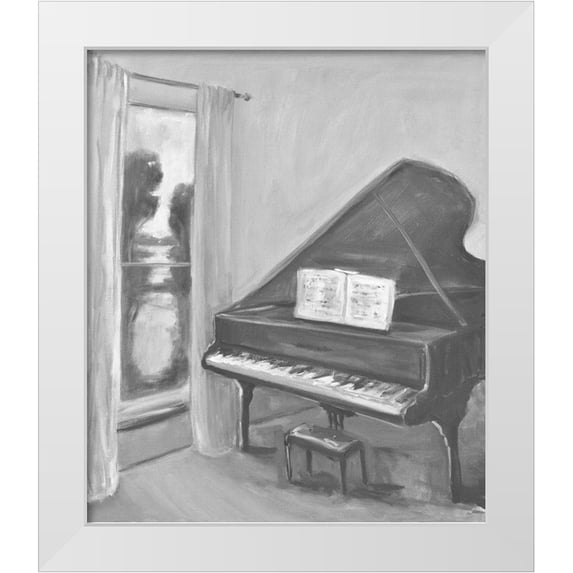 Stevens, Allayn 20x23 White Modern Wood Framed Museum Art Print Titled - Piano -2 BW