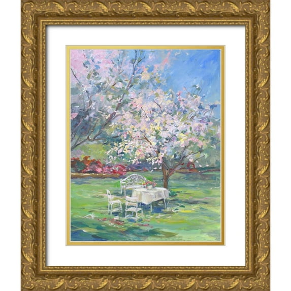 Stevens, Allayn 20x24 Gold Ornate Wood Framed with Double Matting Museum Art Print Titled - My Garden