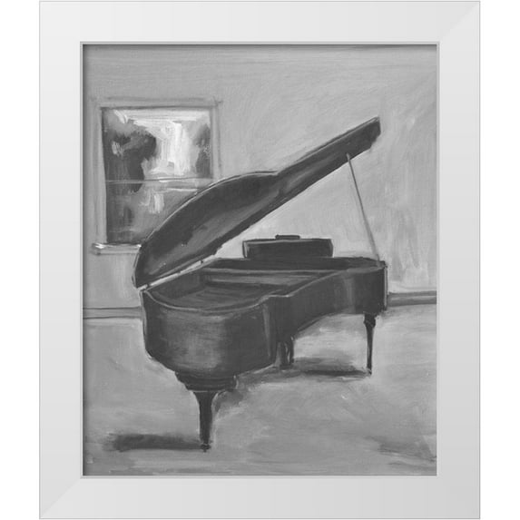 Stevens, Allayn 20x24 White Modern Wood Framed Museum Art Print Titled - Piano -1 BW