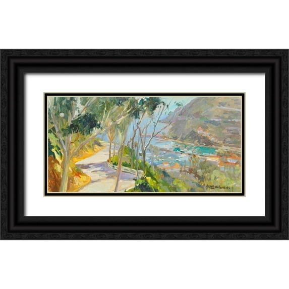 Stevens, Allayn 32x18 Black Ornate Wood Framed with Double Matting Museum Art Print Titled - Coastal Drive