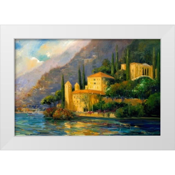 Stevens, Allayn 32x23 White Modern Wood Framed Museum Art Print Titled - Lake Villa