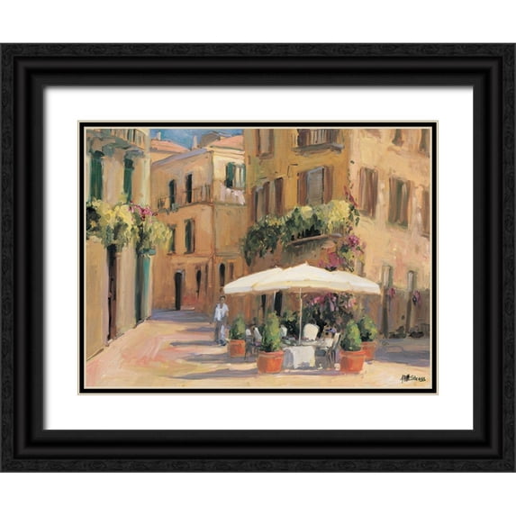 Stevens, Allayn 32x25 Black Ornate Wood Framed with Double Matting Museum Art Print Titled - Cafe Bordeaux