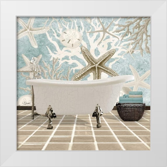 Stevens, Carole 20x20 White Modern Wood Framed Museum Art Print Titled - Coral Bath 1A