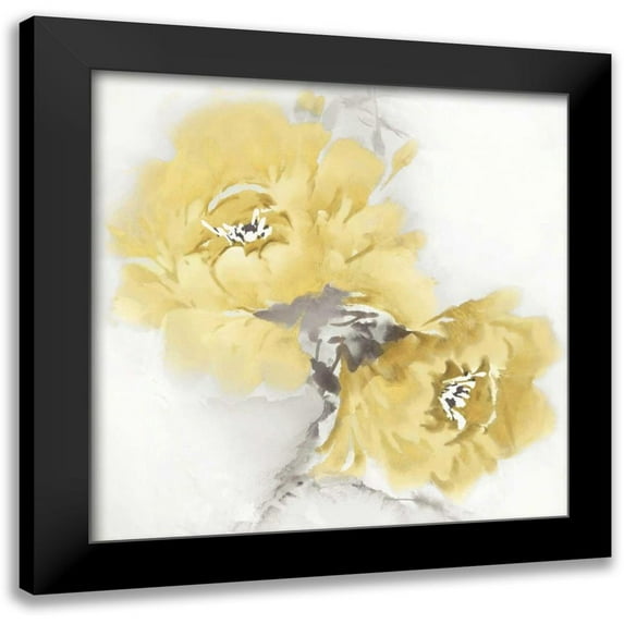 Stevens, Jesse 12x12 Black Modern Framed Museum Art Print Titled - Flower Bloom in Yellow II