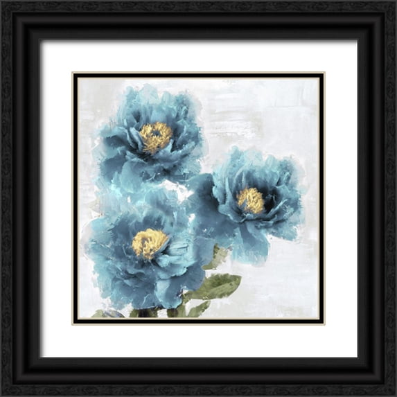 Stevens, Jesse 12x12 Black Ornate Wood Framed with Double Matting Museum Art Print Titled - Blue Bloom I