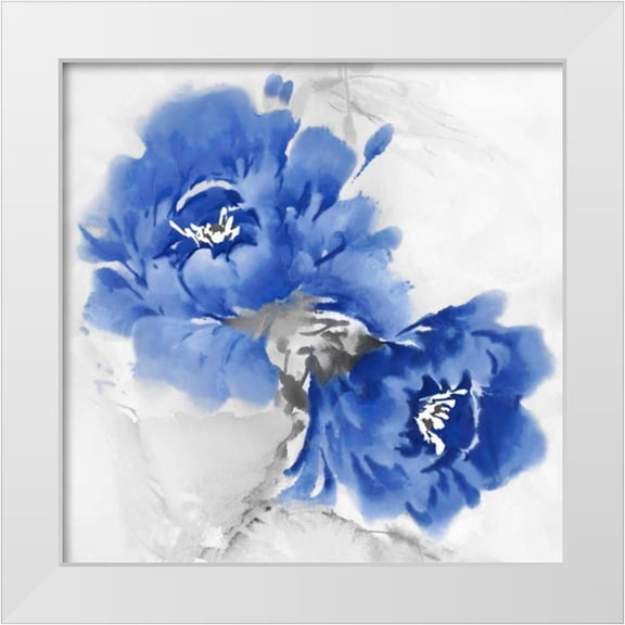 Stevens, Jesse 12x12 White Modern Wood Framed Museum Art Print Titled - Flower Bloom in Indigo I