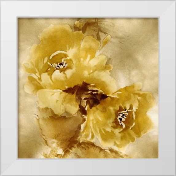 Stevens, Jesse 12x12 White Modern Wood Framed Museum Art Print Titled - Flower Bloom on Gold II