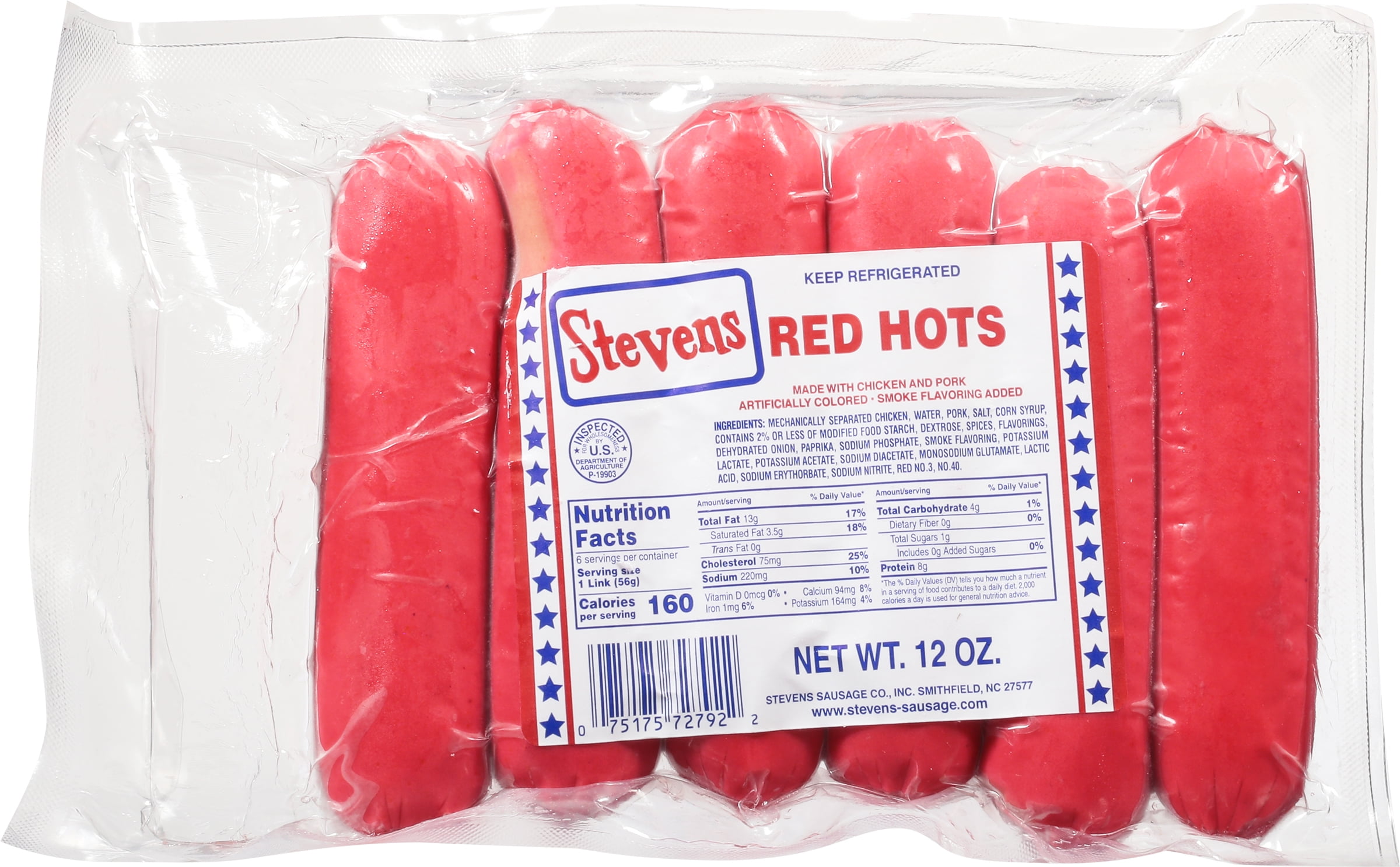 Stevens Red Hot Sausage Links, 12 oz