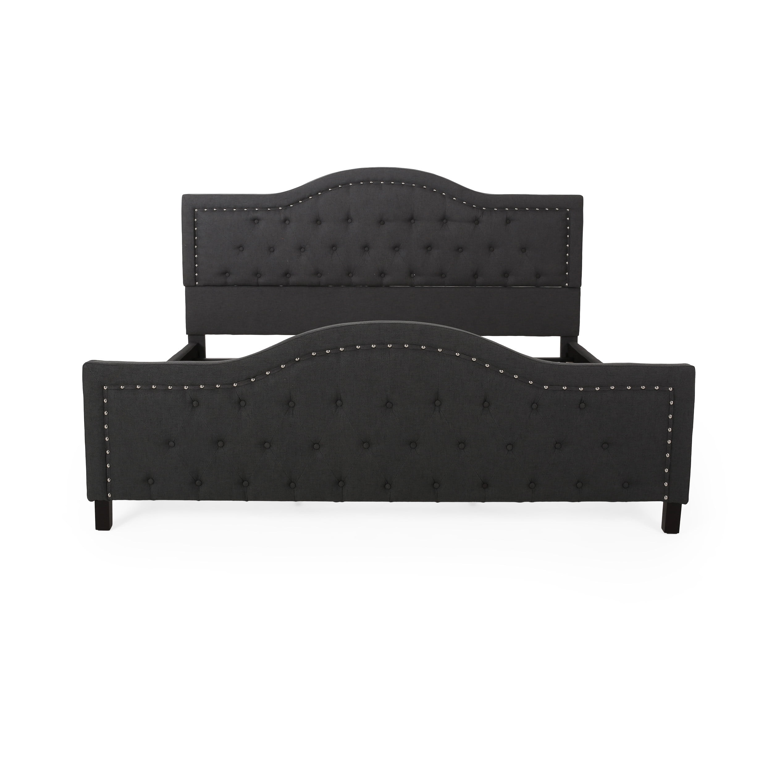 Mason Dark Gray Tufted Upholstered King Bed Frame with Drawer