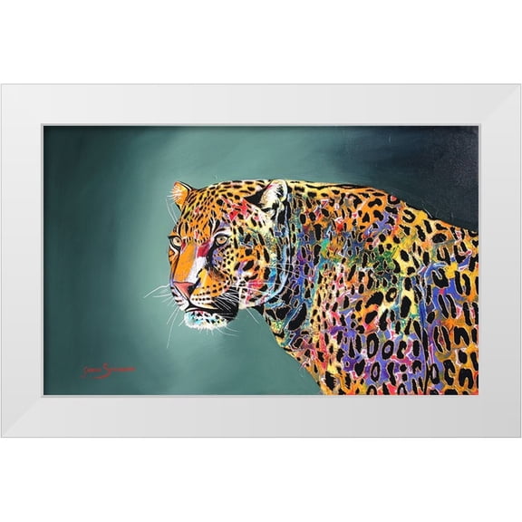 Stevenson, Graeme 14x10 White Modern Wood Framed Museum Art Print Titled - Morning Of The Jaguar
