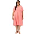 thumbnail image 1 of Steverzon Plus Size Women's Peach Solid Color V-Neck Cotton A-Line Dress, 1 of 1
