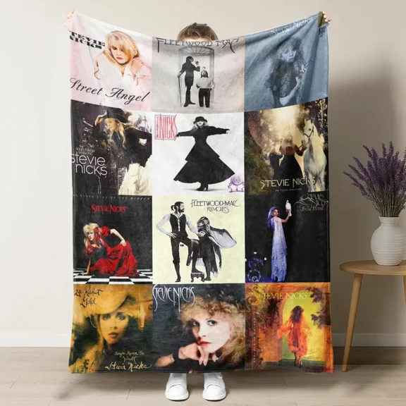 Stevie Nicks Fleetwood Mac Album Art Flannel Throw Blanket - Skin Friendly Polyester Fiber, Witchy Boho Sister of the Moon Style, Music Tribute Living Room Decor, Home Decor Items