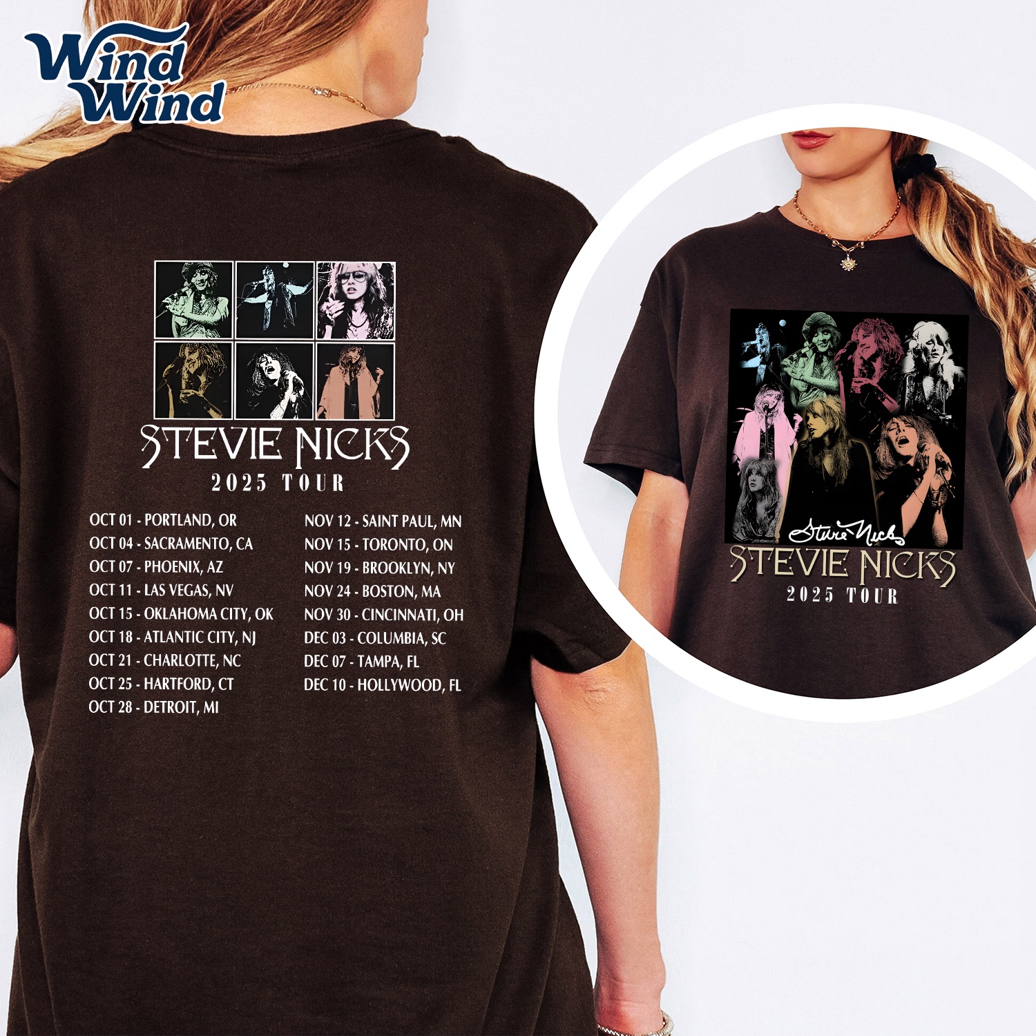 T-shirt Tour 2025 Stevie Nicks - Taille S à 5XL - Personnalisable - Unisexe - Neuf