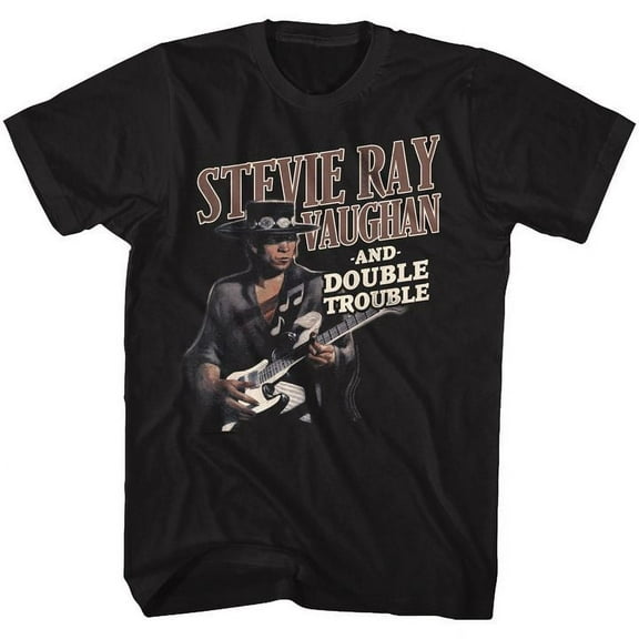 Stevie Ray Vaughan Double Trouble Black Adult T-Shirt 2Xlt
