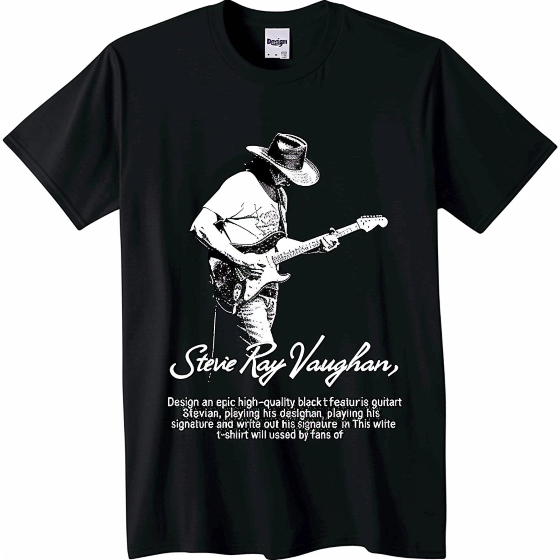 Stevie Ray Vaughan Guitar Legend Black TShirt Iconic Blues Guitarist