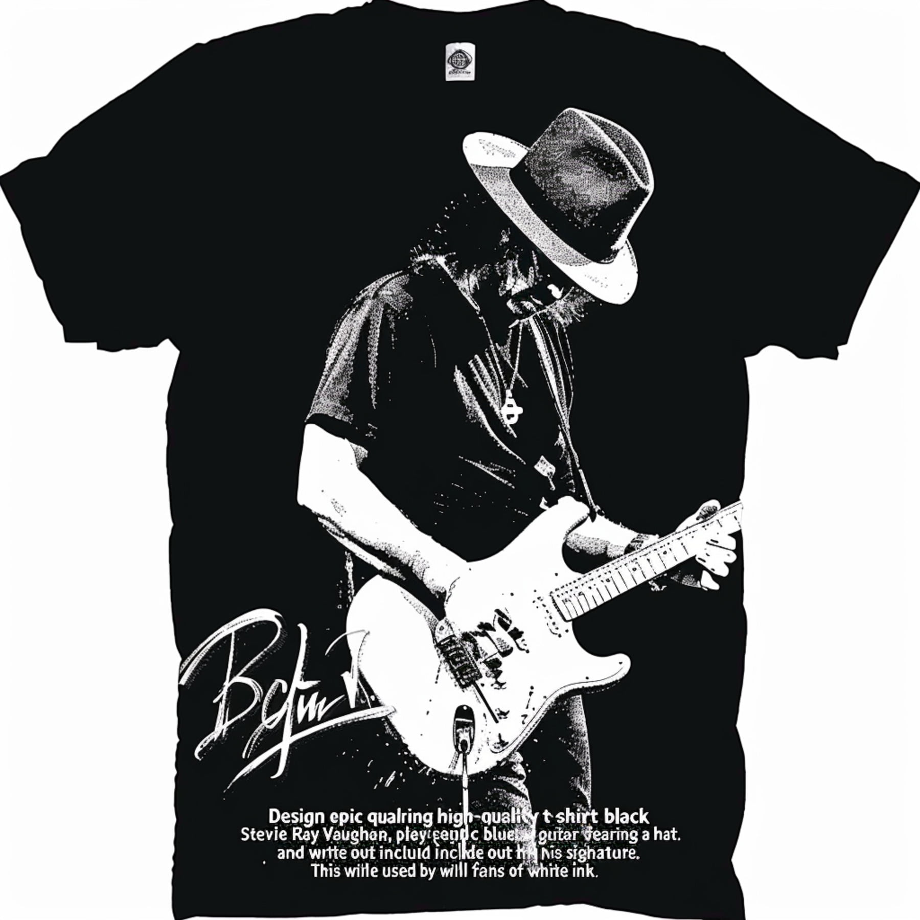 Stevie Ray Vaughan Guitar Legend Black TShirt Iconic Blues Guitarist in
