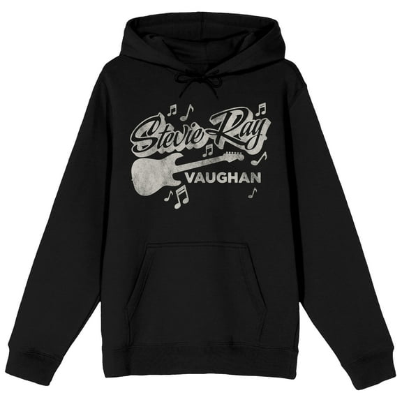 Stevie Ray Vaughan Guitar & Music Notes Crew Neck Long Sleeve Black Adult Hooded Sweatshirt-4XL