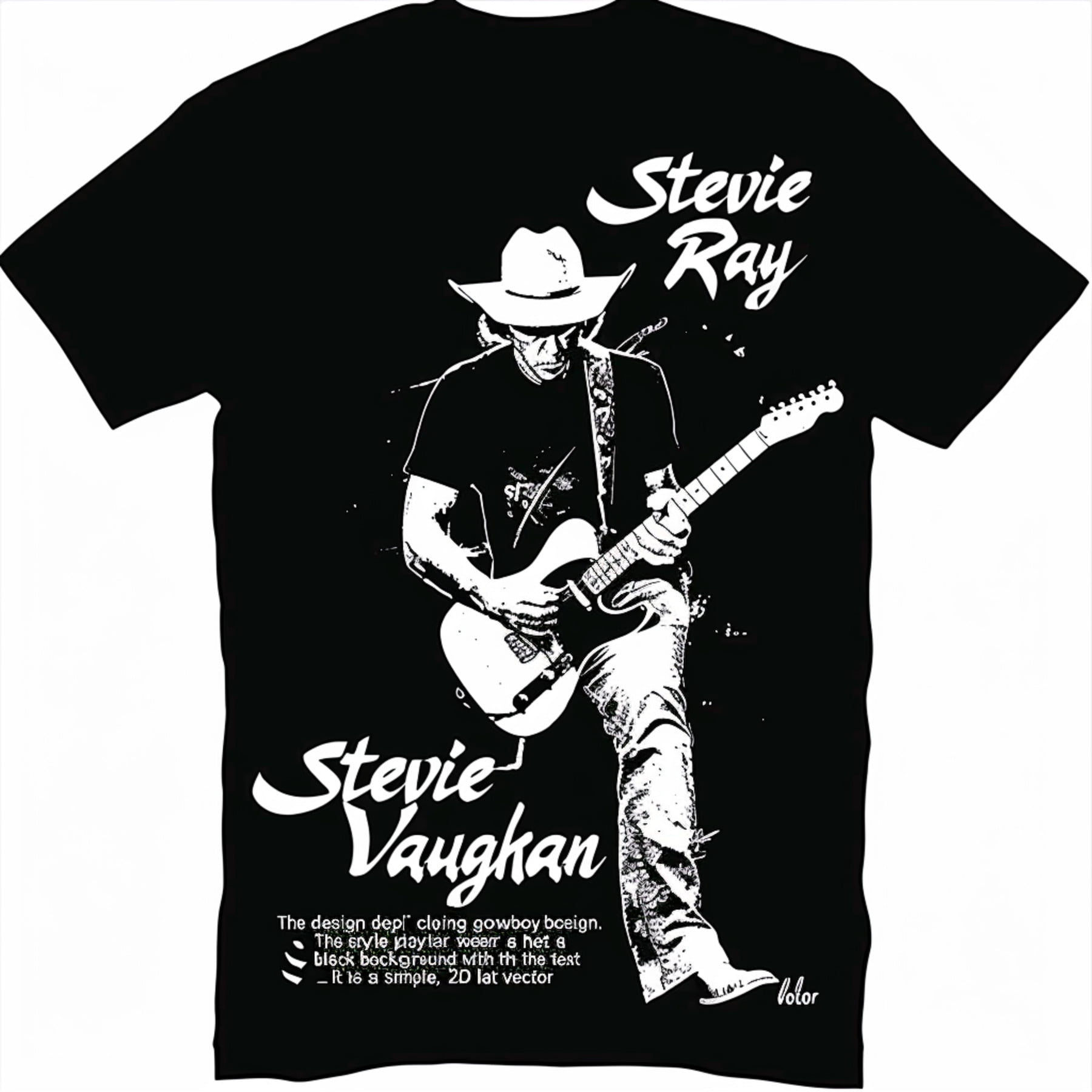 Stevie Ray Vaughan Guitarist Black TShirt Iconic Design with Signature