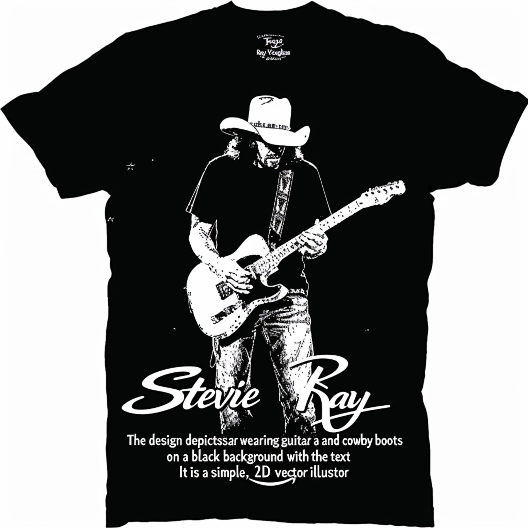 Stevie Ray Vaughan Guitarist Black TShirt Roland White Style Design