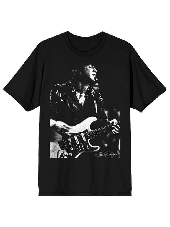 Stevie Ray Vaughan Men's Graphic T-Shirt - SRV Guitar Portrait Short Sleeve Crew Neck Tee - Officially Licensed-3XL