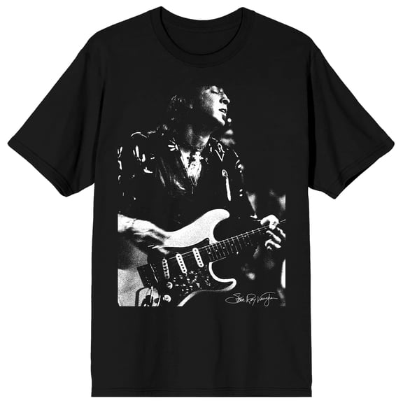 Stevie Ray Vaughan Men's Graphic T-Shirt - SRV Guitar Portrait Short Sleeve Crew Neck Tee - Officially Licensed-Small