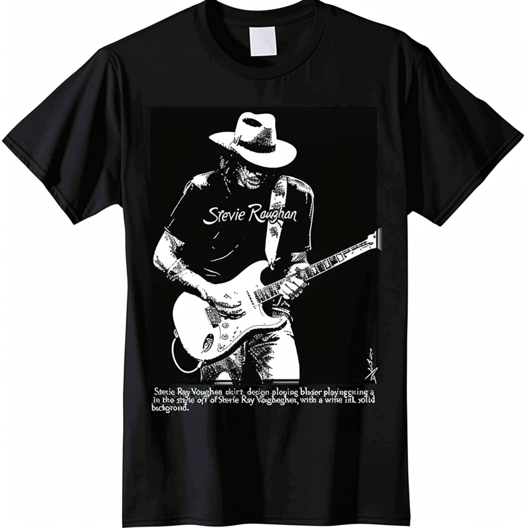 Stevie Ray Vaughan Signature Guitar Player Design Black TShirt with