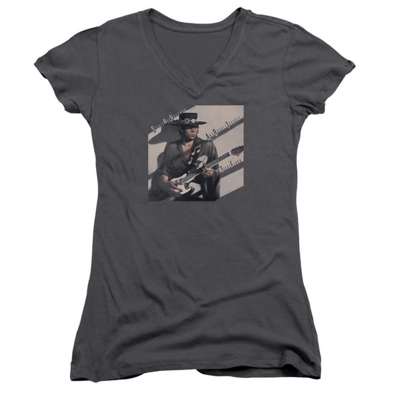 Stevie Ray Vaughan Texas Flood Junior Women's T-Shirt V-Neck Charcoal