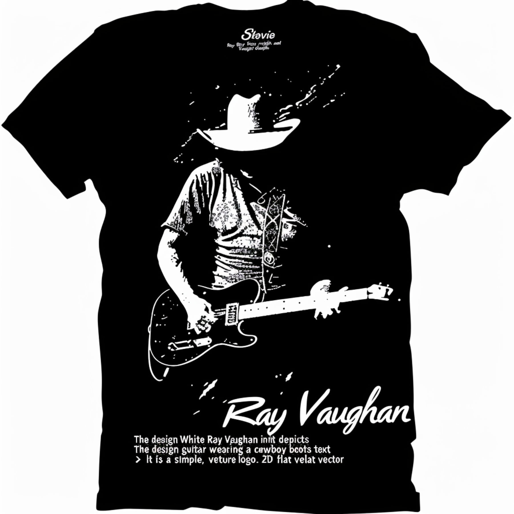 Stevie Ray Vaughan Tribute TShirt Iconic Guitarist Design High Contrast