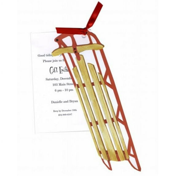 Stevie Streck Designs HW739BOX Sledding All The Way With Red Ribbon Tag without Glitter - Pack of 3