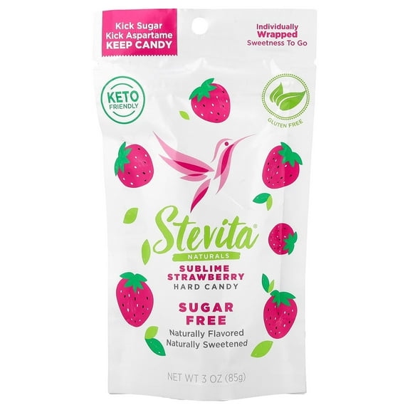 Stevita Naturals Naturals, Sugar Free Hard Candy, Sublime Strawberry, 3 oz (85 g)