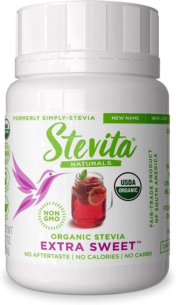 Stevita Organic Stevia Extra Sweet - All-Natural 100% PURE Stevia Powder, Zero Calorie Sweetener - USDA Organic, Non-GMO, Gluten Free –0.7 Oz Bottle