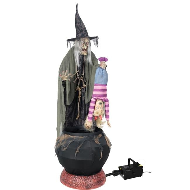 Stew Brew Animated Witch & Child Halloween Decoration | With Spooky Sound Effects