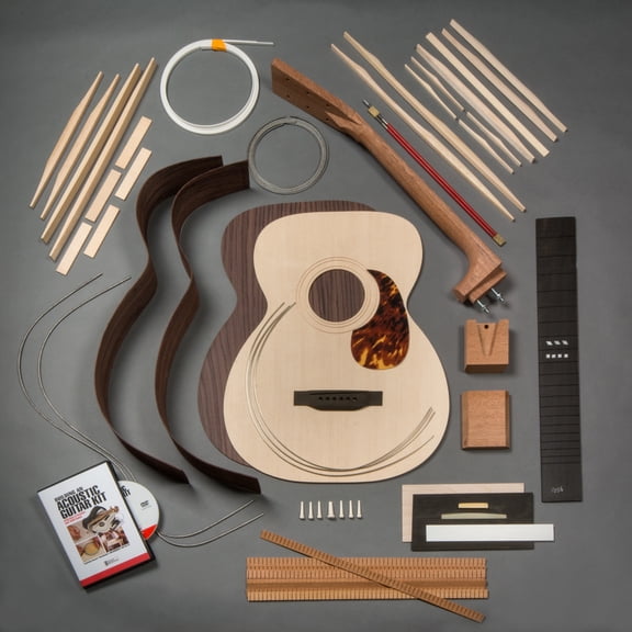 StewMac Build Your Own OM Acoustic Guitar Kit, Bolt-on Neck, Sitka Top, Indian Rosewood Back & Sides