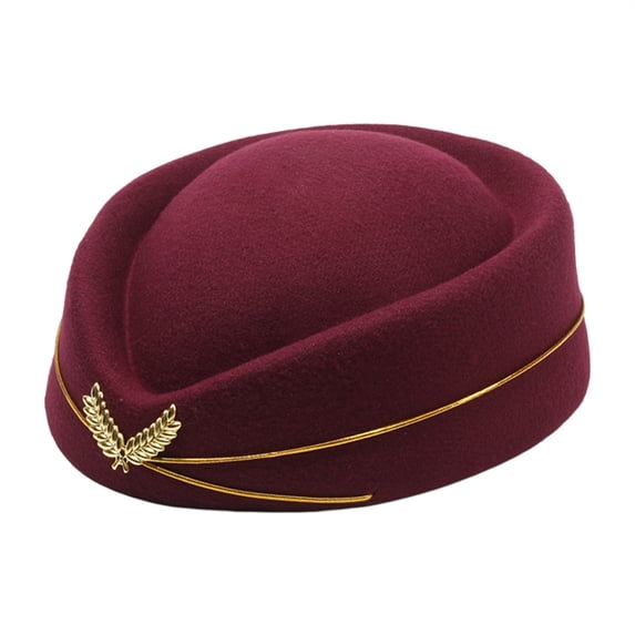 Stewardess Hat Airline Uniform Plane Stewardess Cap Stage Perform Women Ladies Cap Airline Attendant Hat for Cosplay Party Lightweight Comfortable Fit Wine One Size