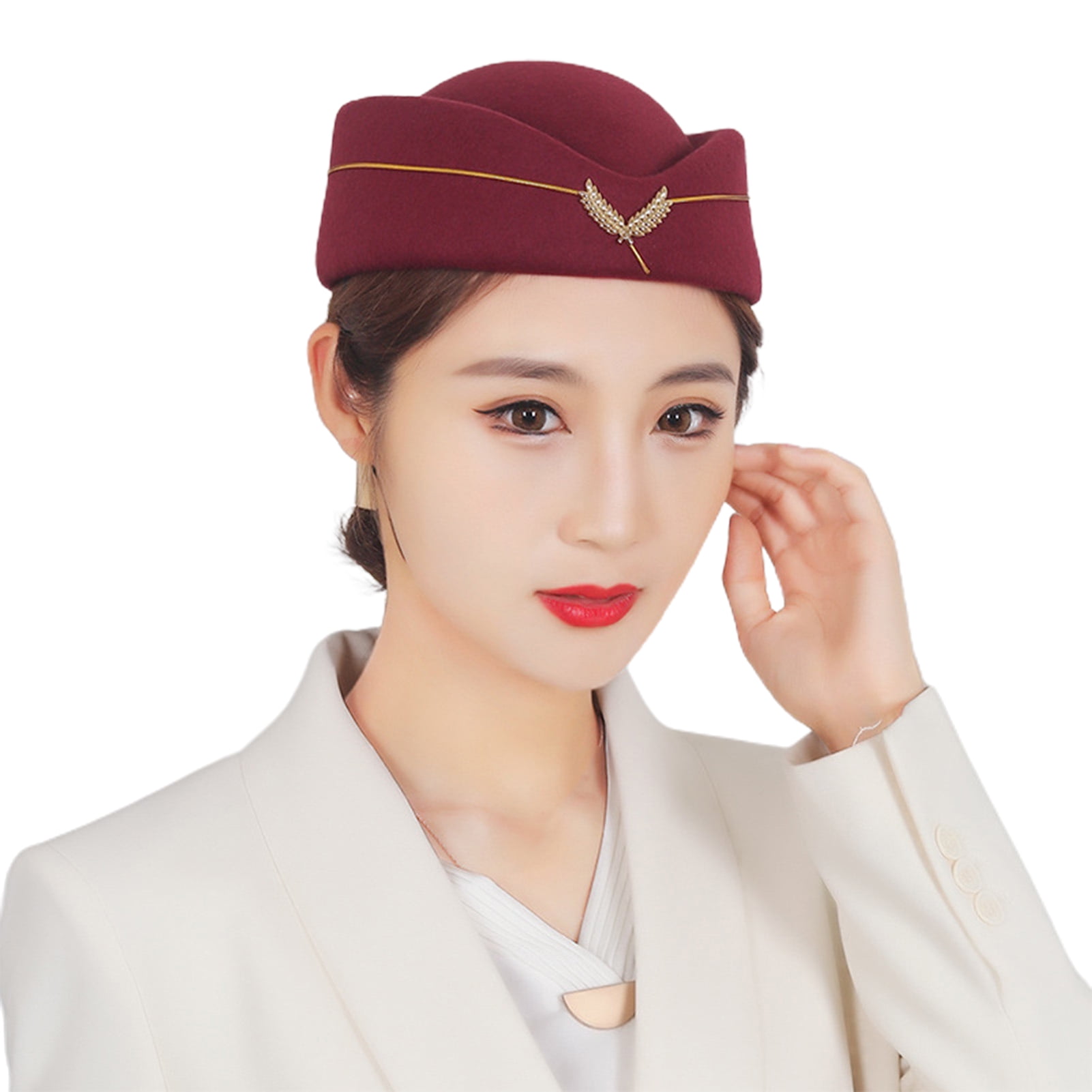 Stewardess Hat Elegant Embroidery Badge Comfortable 