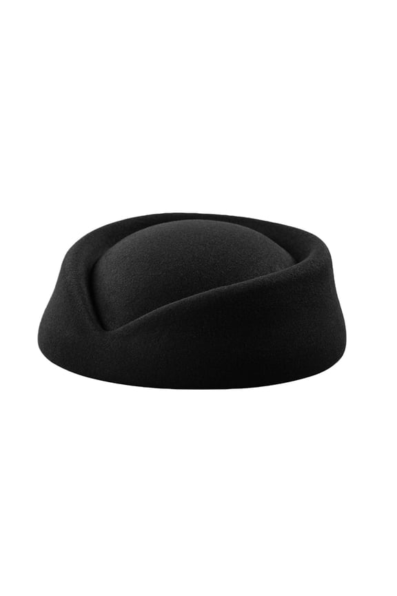 Stewardess Hats Felt Air Hostesses Pillbox Hat Sweet Design Polyester Hat Teardrop Fascinator HAT for Church Tea Party formal Wedding Flight Attendant Cap Female Hat Flat Top Berets HatBlack