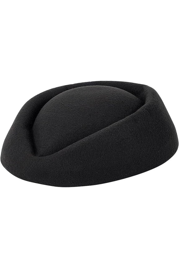 Stewardess Pillbox Hat Fascinator Base Cap Wool Air Hostesses Pillbox Hat Cocktail Fascinator Base Black