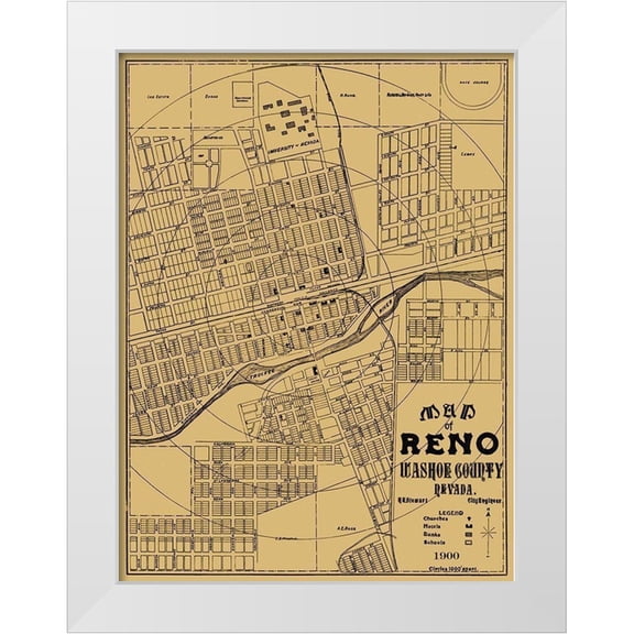 Stewart 11x14 White Modern Wood Framed Museum Art Print Titled - Reno Nevada Landowner - Stewart 1900