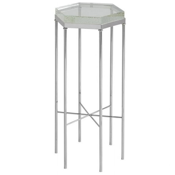Stewart Chair Metal Side Table with Bubble Glass Top in Gray