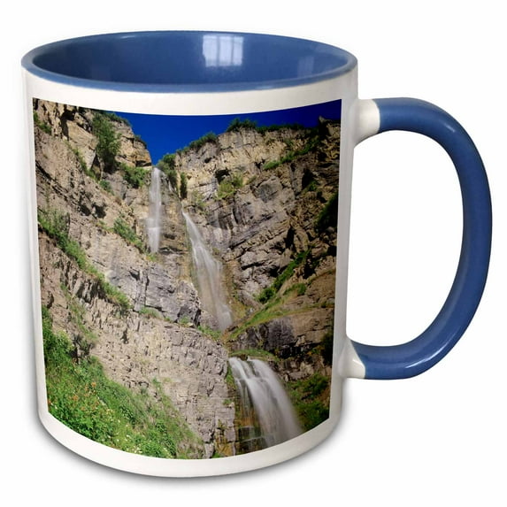 3drose, Stewart Falls, Mt Timpanogos, Utah, Usa - Us45 Hga0444 - Howie Garber, 15oz Two-tone Blue Mug
