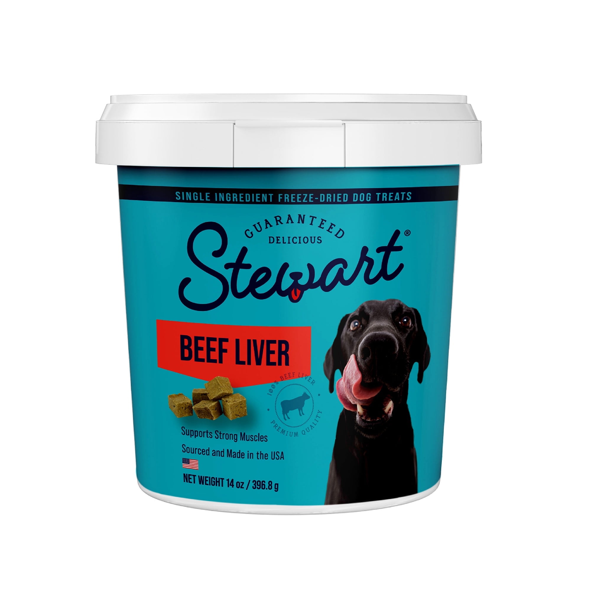 Stewart Freeze-Dried Raw Beef Liver Dog Treats, High in Protein and Minerals, 14 oz Tub