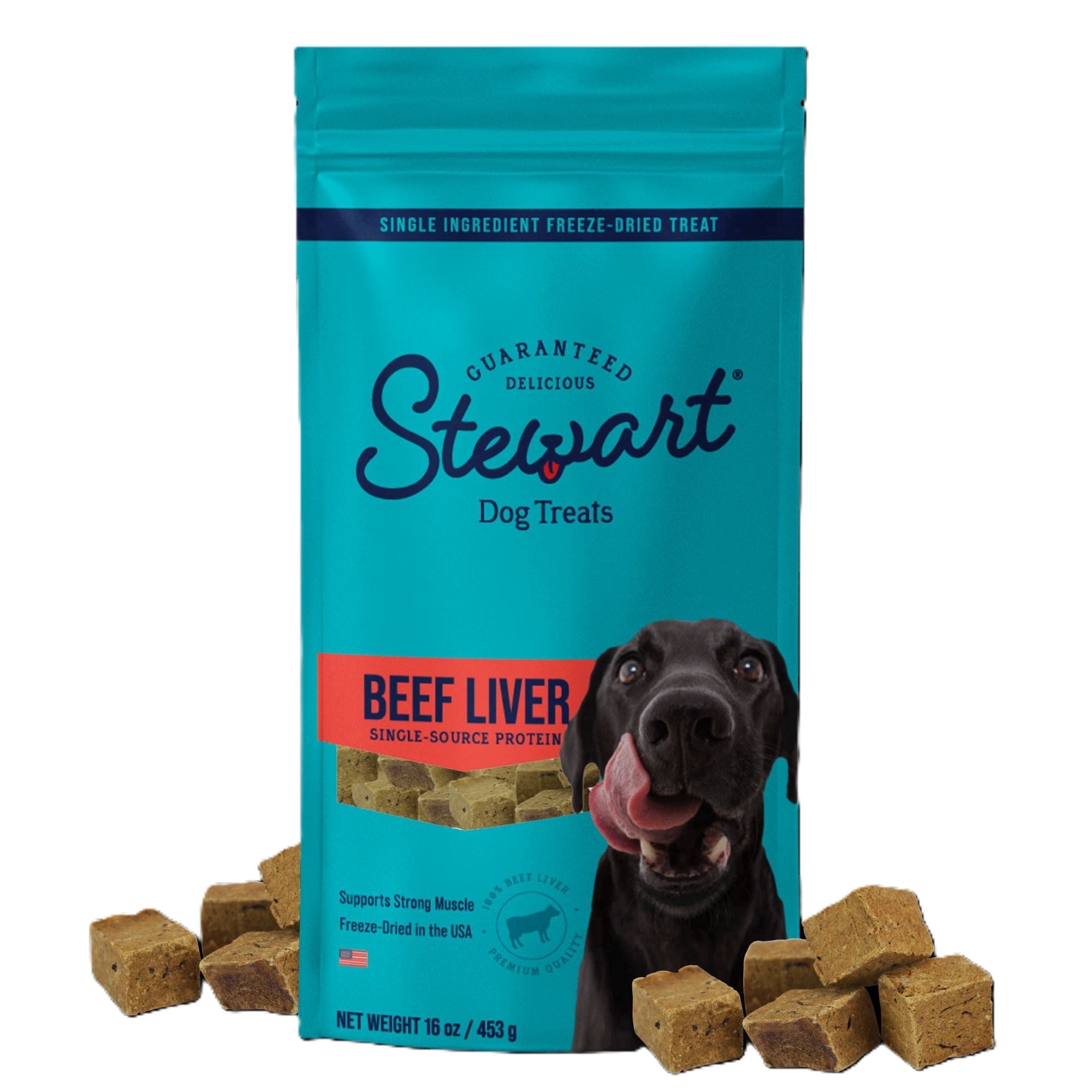 Stewart Freeze-Dried Beef Liver Dog Treats, Grain-Free, 16 oz Pouch