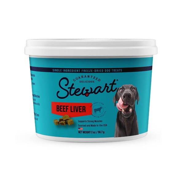 Stewart Freeze Dried Beef Liver Pet Treats for Dogs, 2 oz Tub
