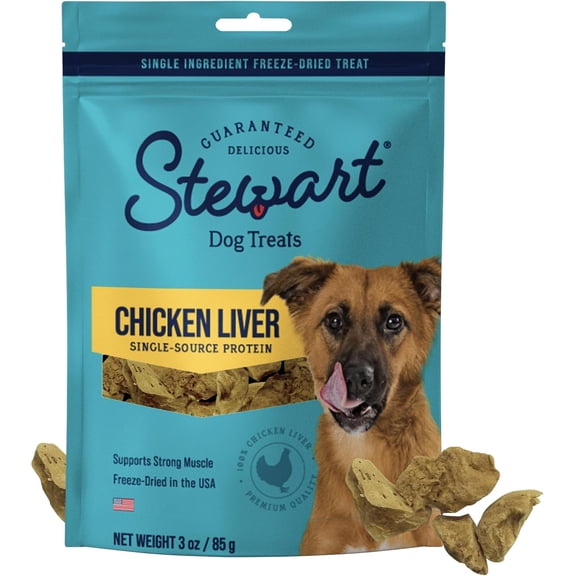 Stewart Freeze Dried Raw Chicken Liver Training Treats or Meal Topper for Dogs, 3 oz Pouch