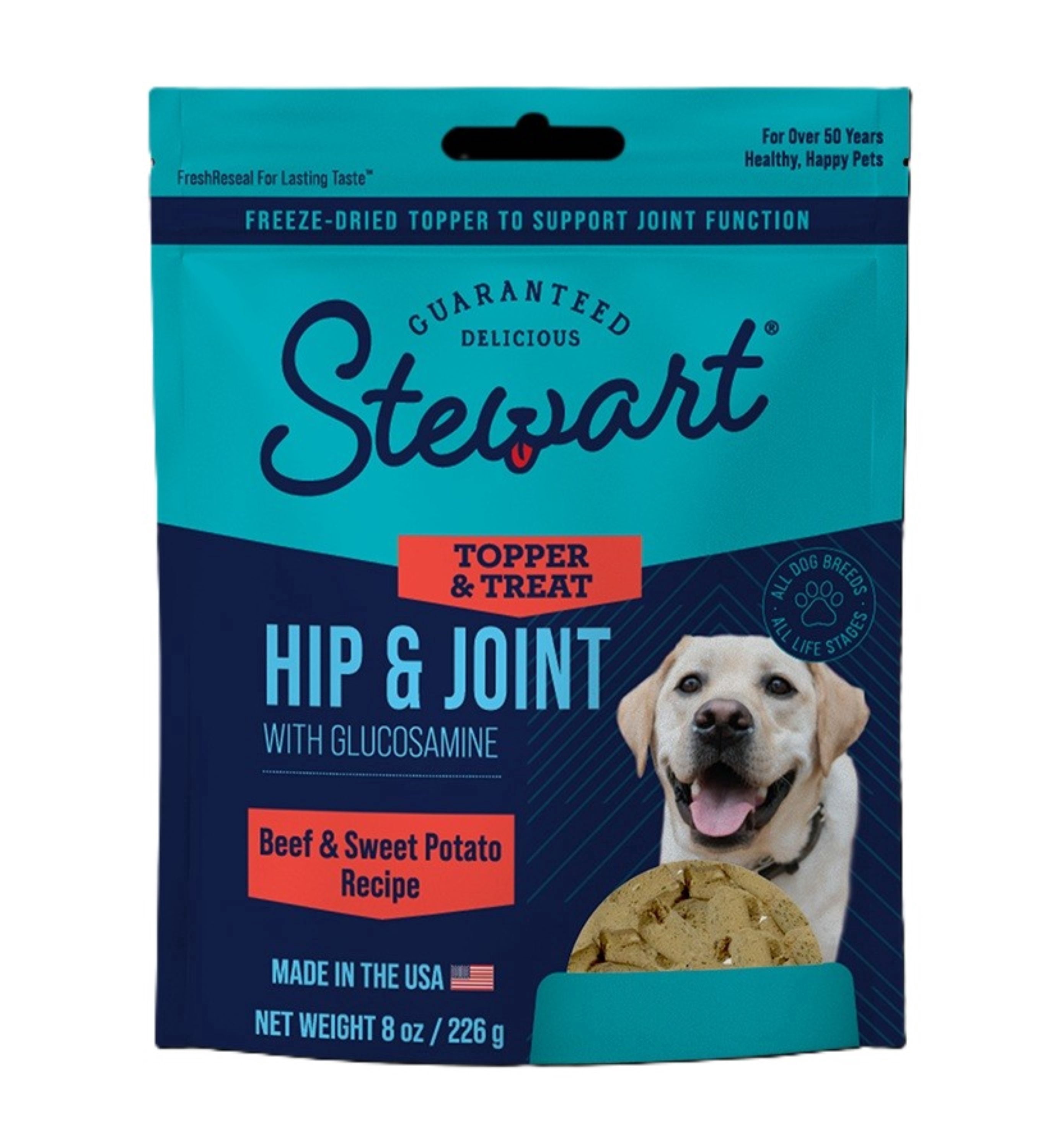Stewart Freeze Dried Dog Food Topper Beef & Sweet Potato (Hip & Joint) - 8 oz. Pouch
