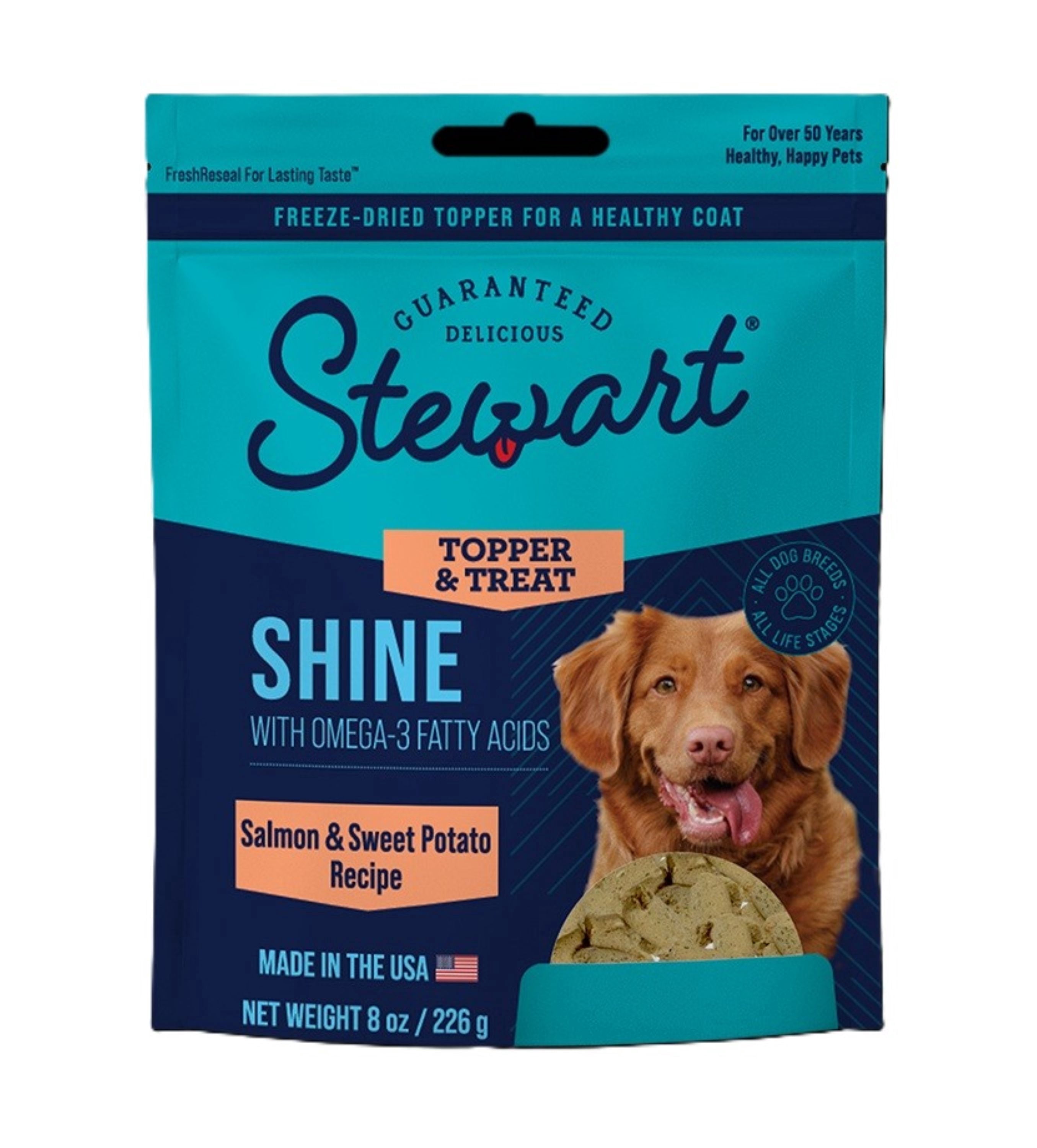 Stewart Freeze Dried Dog Food Topper Salmon & Sweet Potato (Shine) - 8 oz. Pouch