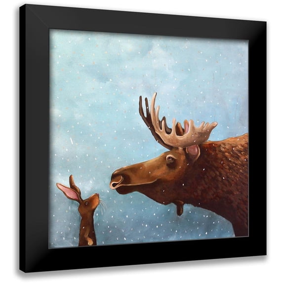 Stewart, Lucia 20x20 Black Modern Framed Museum Art Print Titled - Moose and Rabbit