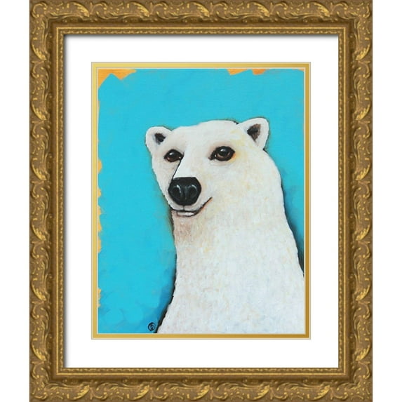 Stewart, Lucia 20x24 Gold Ornate Wood Framed with Double Matting Museum Art Print Titled - The Cute Polar Bear
